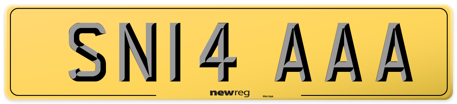SN14 AAA Rear Number Plate
