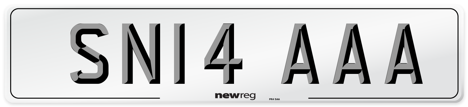 SN14 AAA Front Number Plate