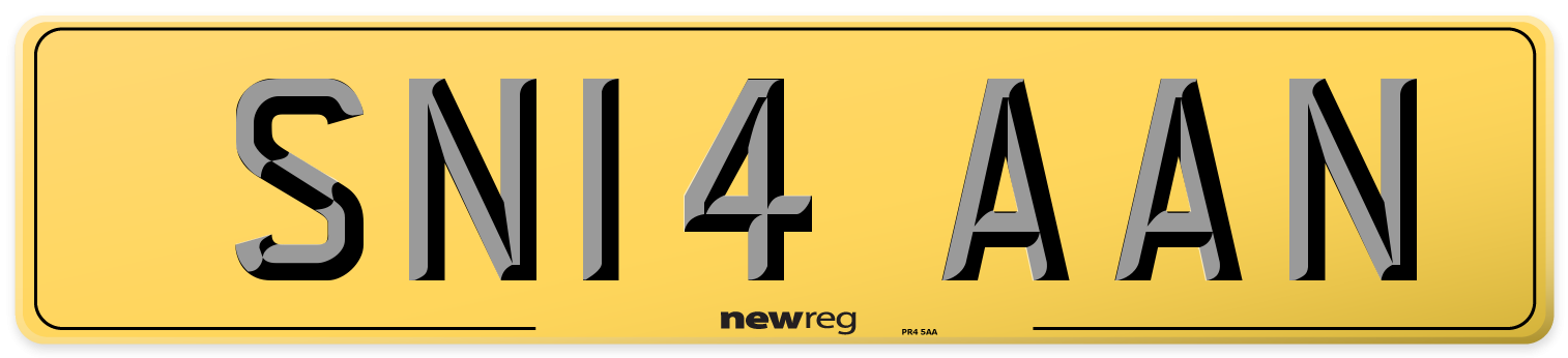 SN14 AAN Rear Number Plate