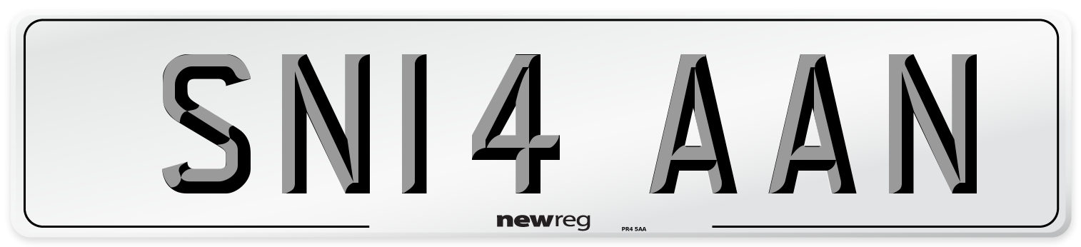 SN14 AAN Front Number Plate