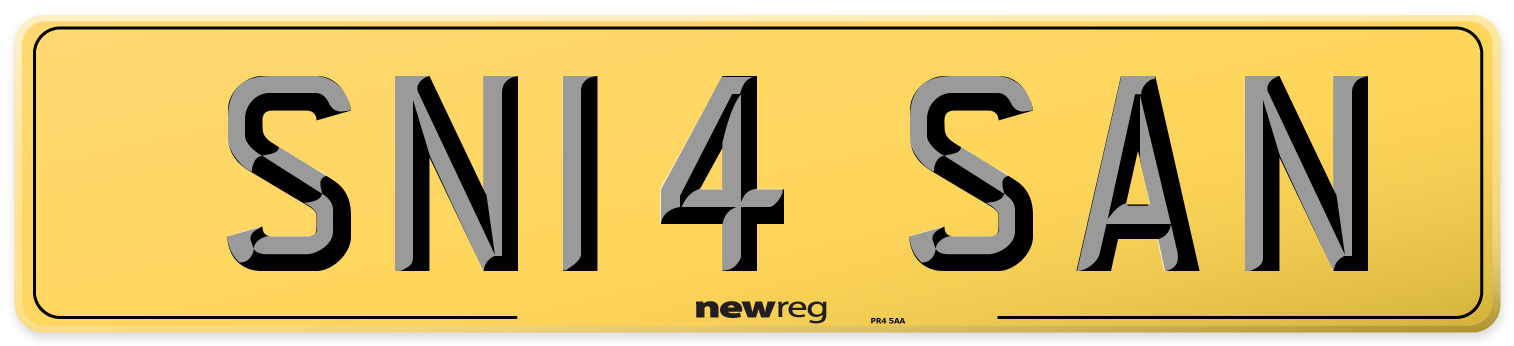 SN14 SAN Rear Number Plate
