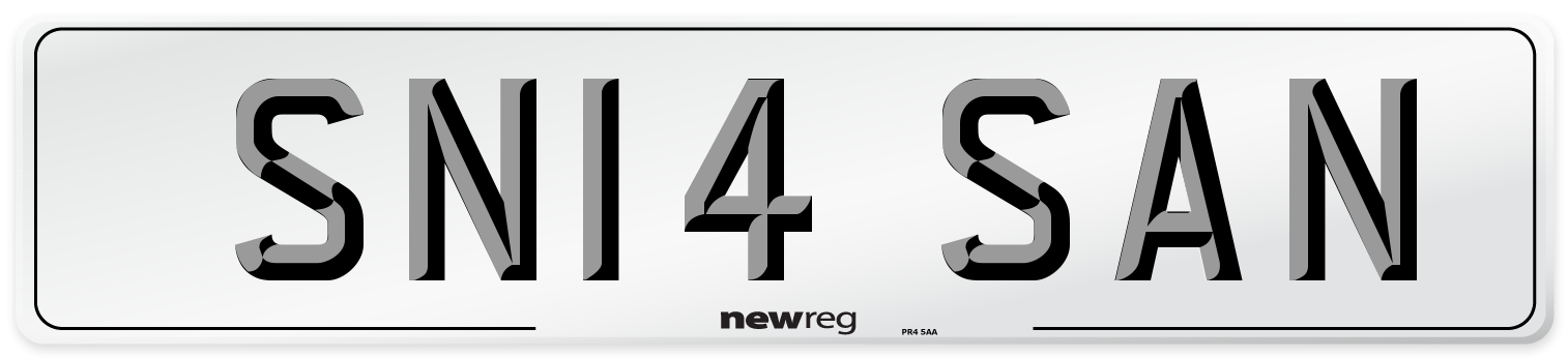 SN14 SAN Front Number Plate