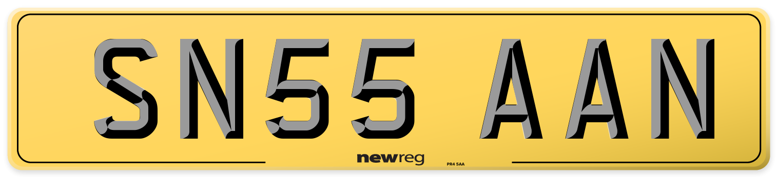 SN55 AAN Rear Number Plate