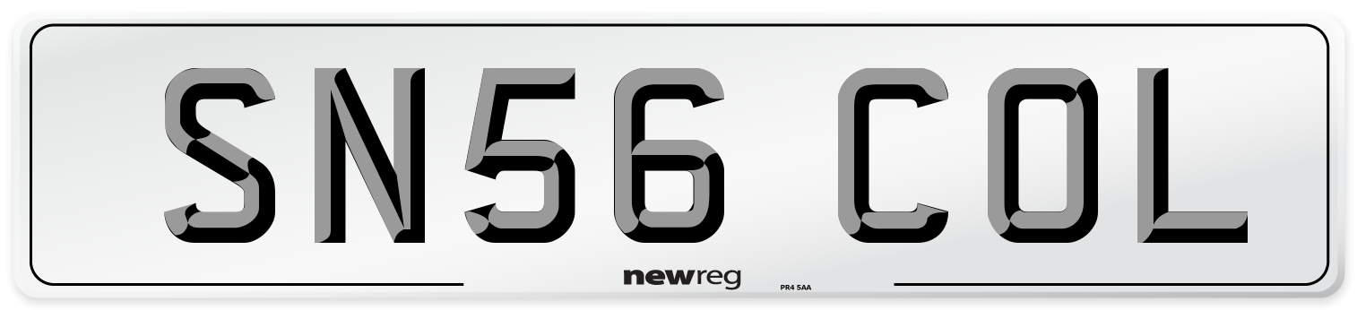 SN56 COL Front Number Plate