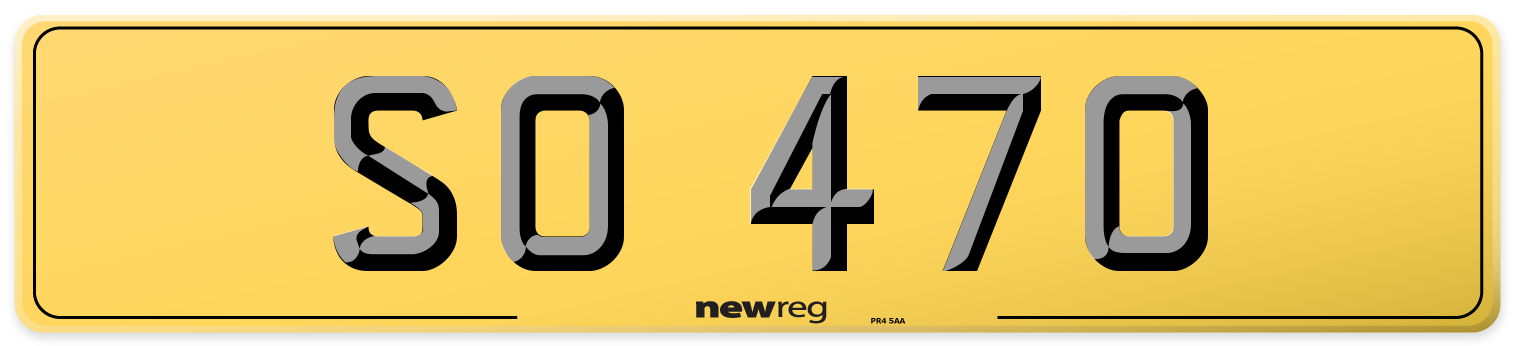 SO 470 Rear Number Plate
