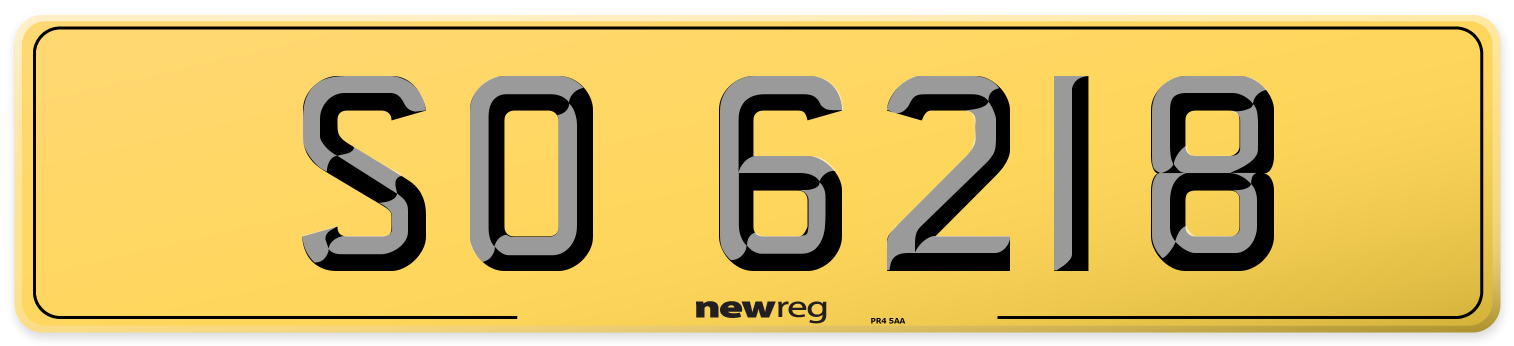 SO 6218 Rear Number Plate