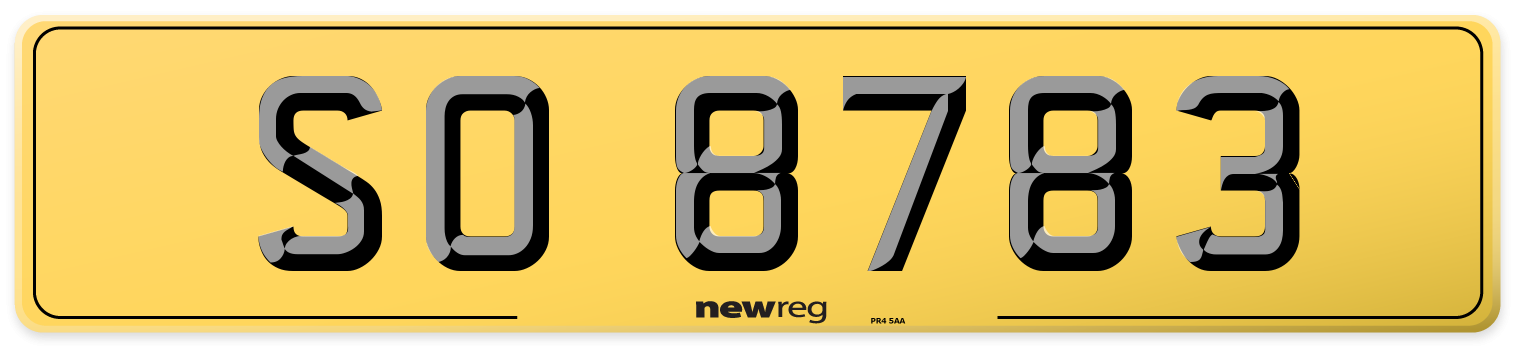 SO 8783 Rear Number Plate