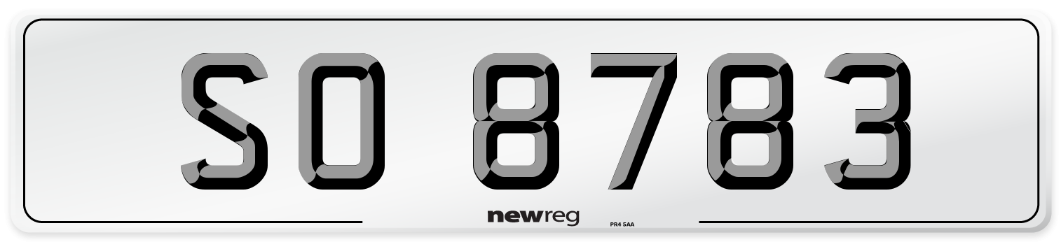 SO 8783 Front Number Plate