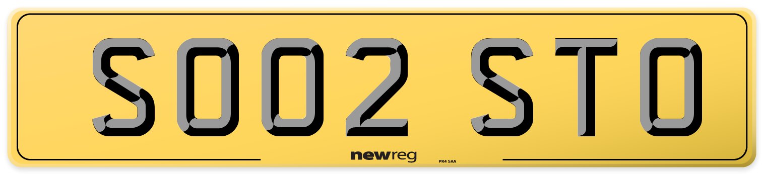 SO02 STO Rear Number Plate
