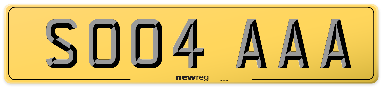 SO04 AAA Rear Number Plate