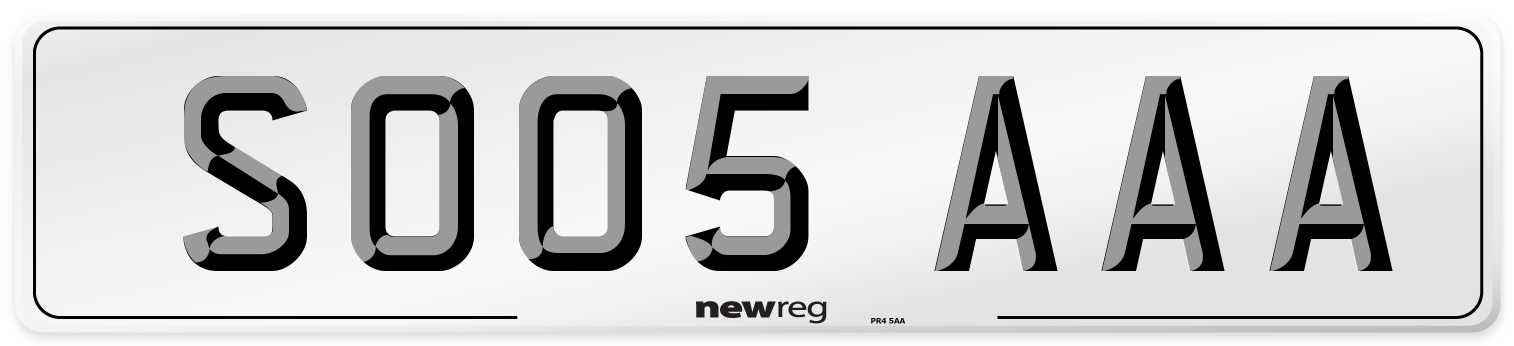 SO05 AAA Front Number Plate