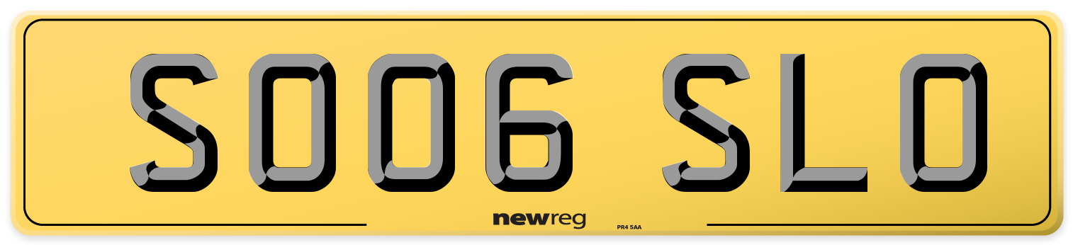 SO06 SLO Rear Number Plate