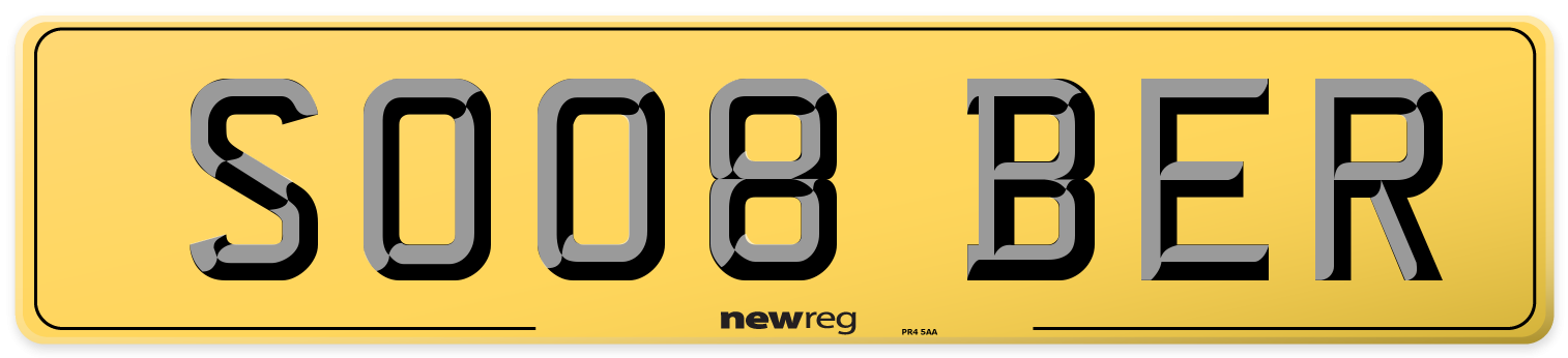 SO08 BER Rear Number Plate