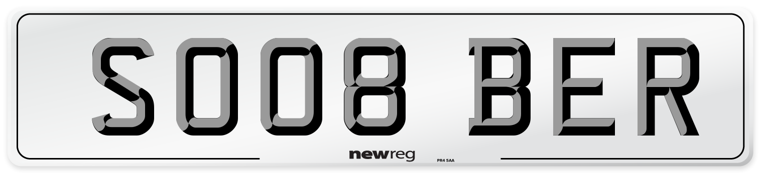 SO08 BER Front Number Plate