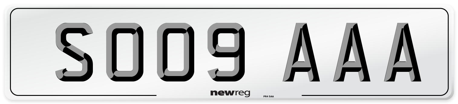 SO09 AAA Front Number Plate
