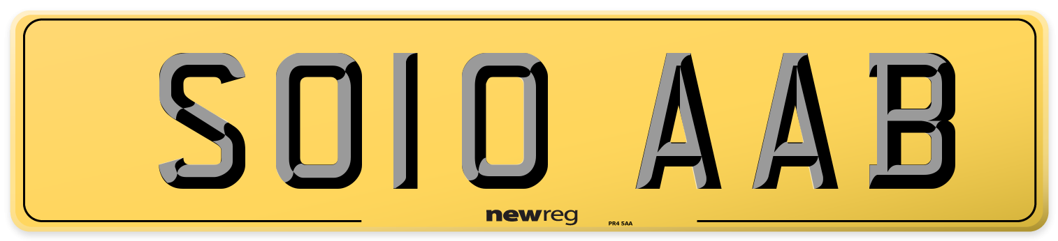 SO10 AAB Rear Number Plate