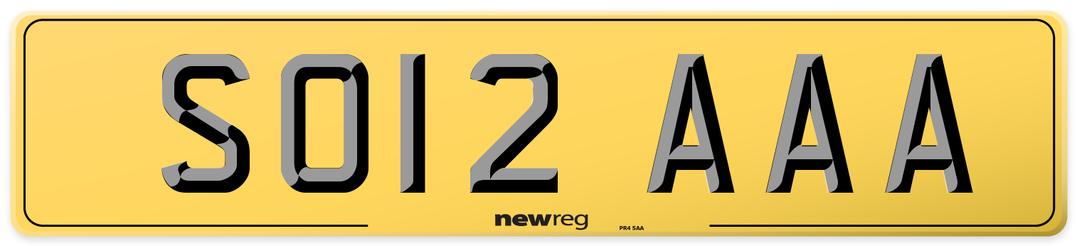 SO12 AAA Rear Number Plate
