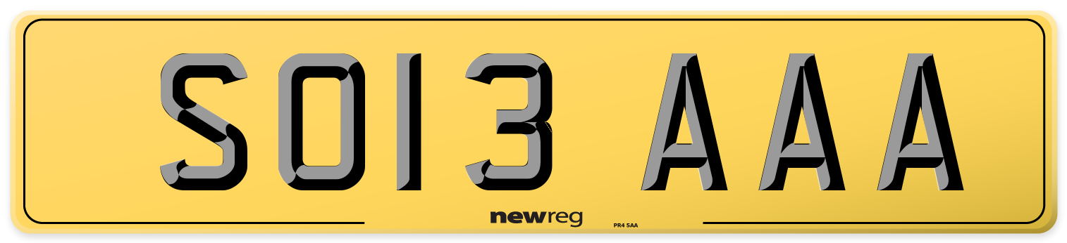 SO13 AAA Rear Number Plate