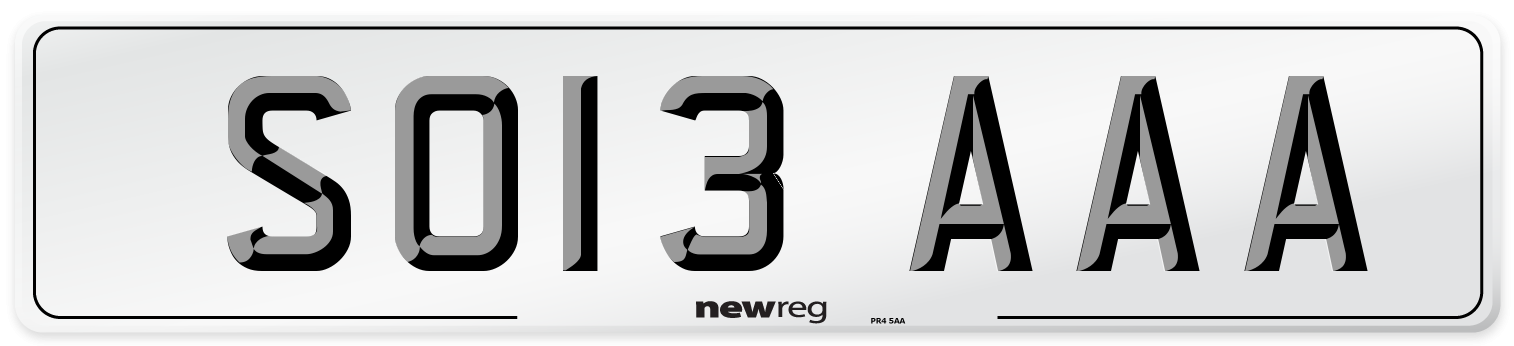 SO13 AAA Front Number Plate