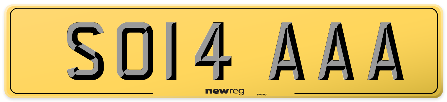SO14 AAA Rear Number Plate