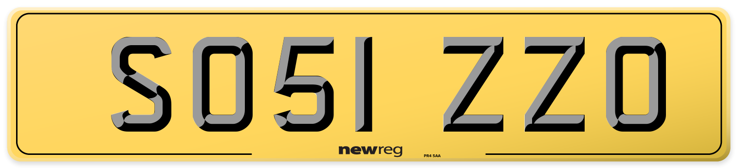 SO51 ZZO Rear Number Plate