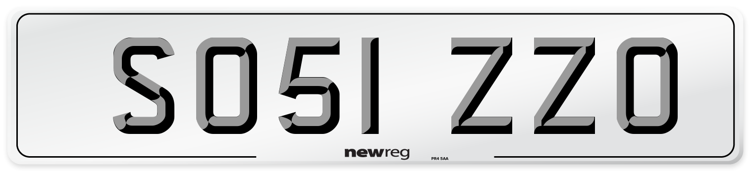 SO51 ZZO Front Number Plate