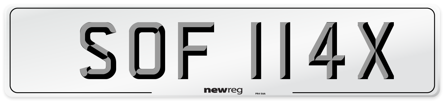 SOF 114X Front Number Plate