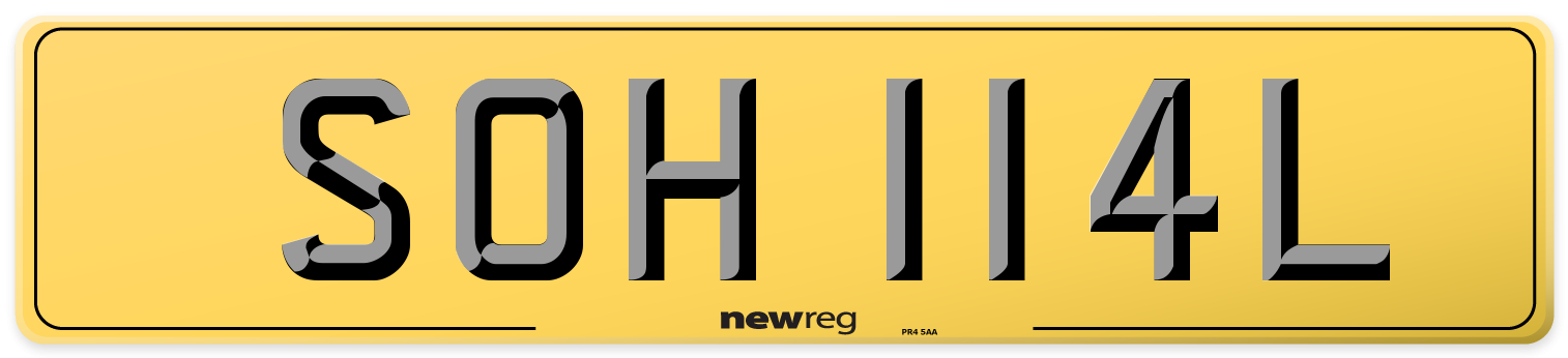 SOH 114L Rear Number Plate