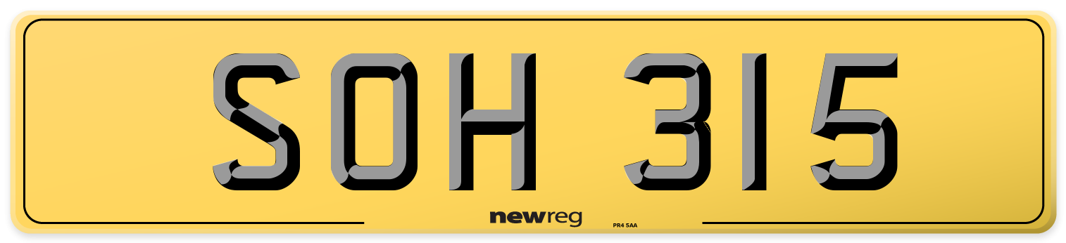 SOH 315 Rear Number Plate