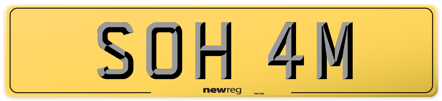SOH 4M Rear Number Plate