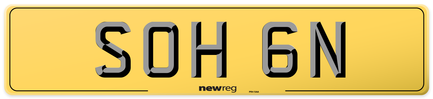 SOH 6N Rear Number Plate
