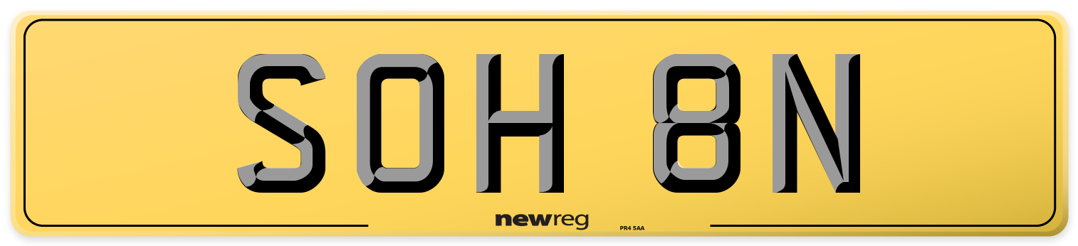 SOH 8N Rear Number Plate