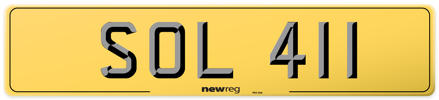 SOL 411 Rear Number Plate