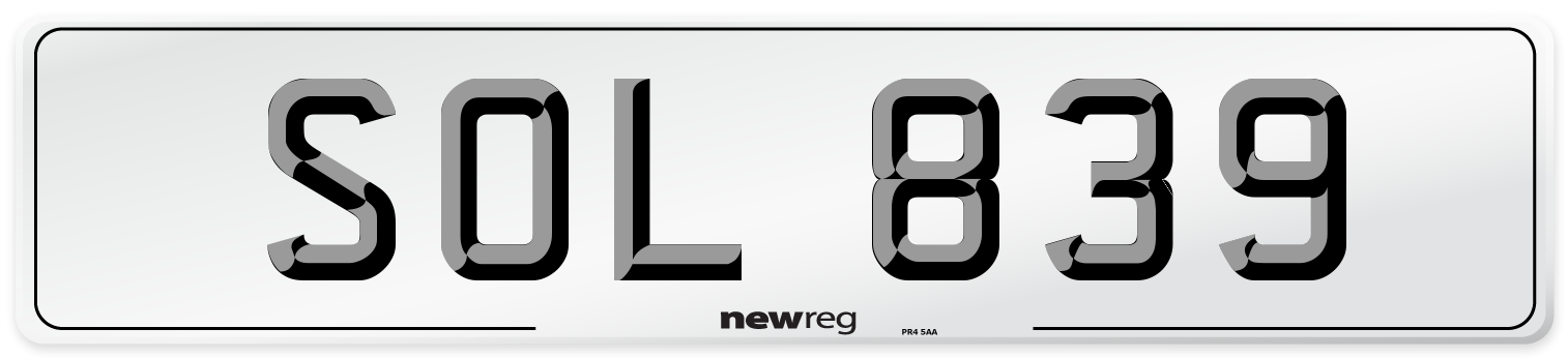 SOL 839 Front Number Plate
