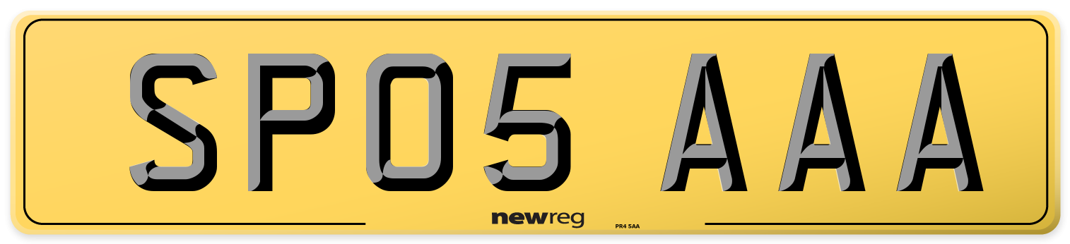 SP05 AAA Rear Number Plate