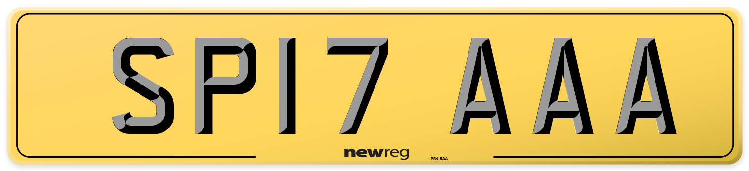 SP17 AAA Rear Number Plate