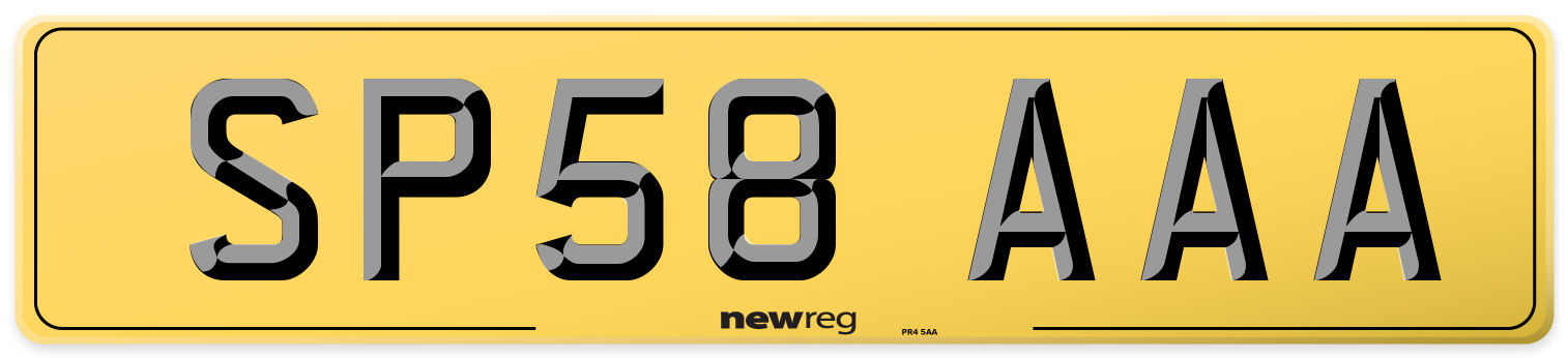 SP58 AAA Rear Number Plate