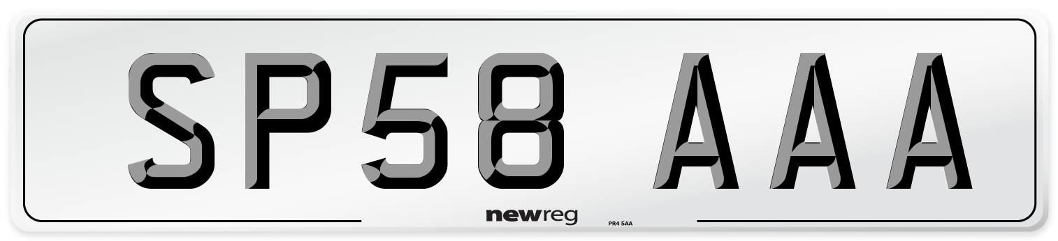 SP58 AAA Front Number Plate