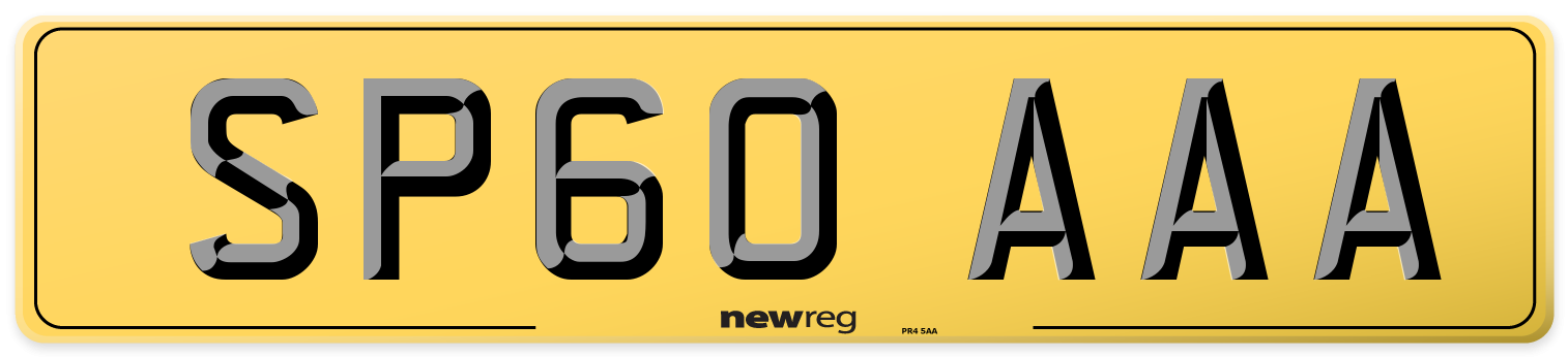SP60 AAA Rear Number Plate