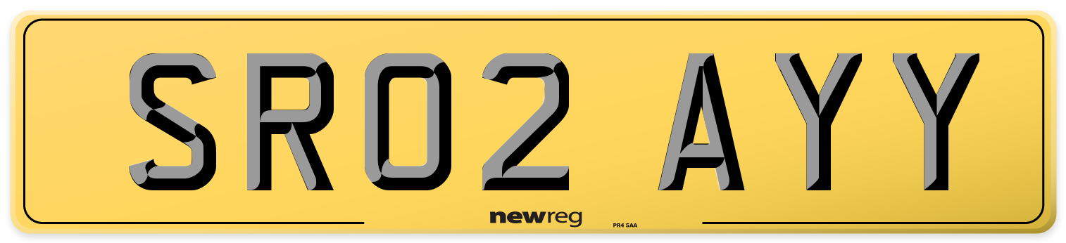 SR02 AYY Rear Number Plate