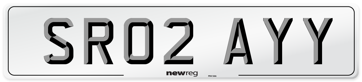 SR02 AYY Front Number Plate