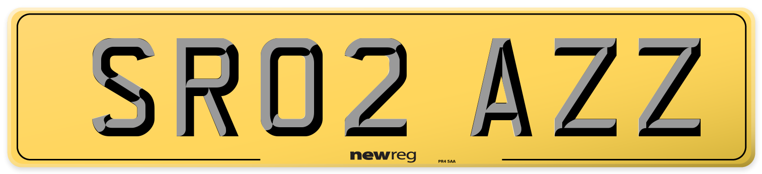 SR02 AZZ Rear Number Plate