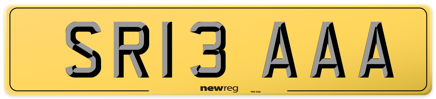 SR13 AAA Rear Number Plate