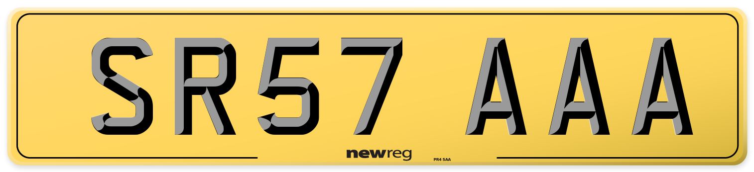 SR57 AAA Rear Number Plate