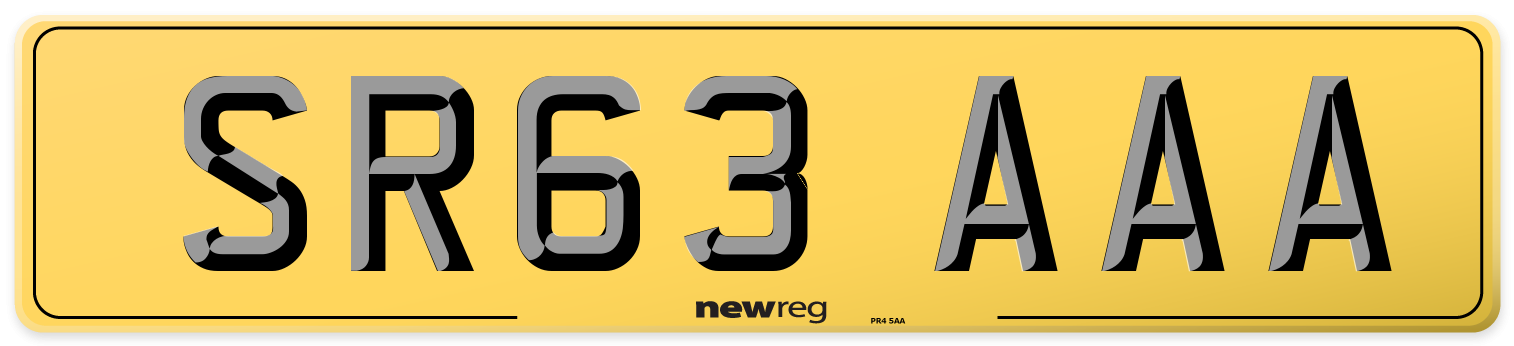 SR63 AAA Rear Number Plate