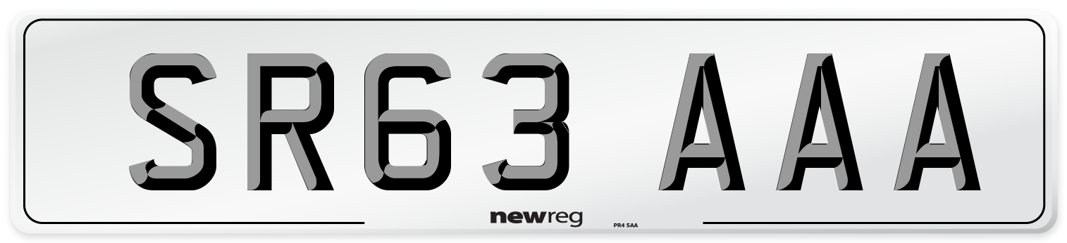 SR63 AAA Front Number Plate