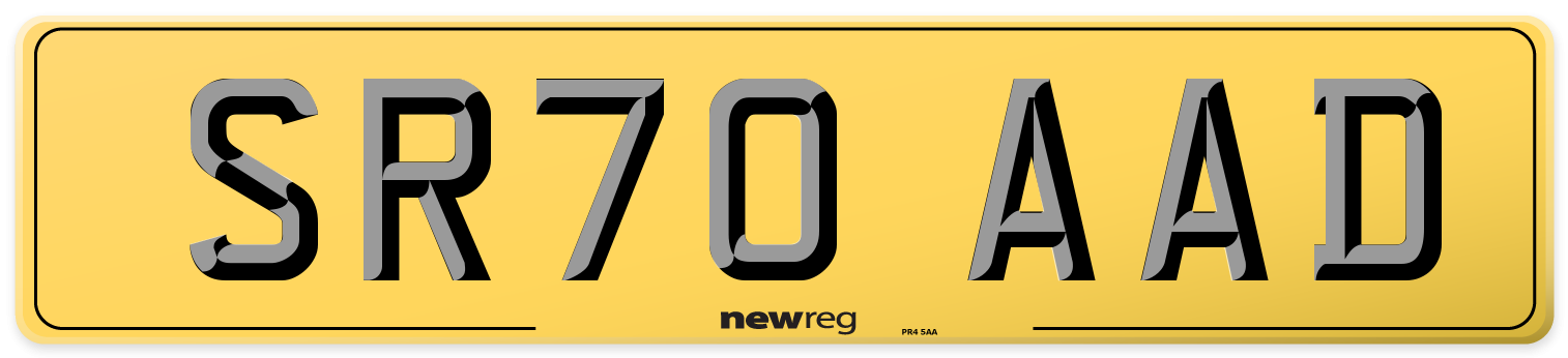 SR70 AAD Rear Number Plate