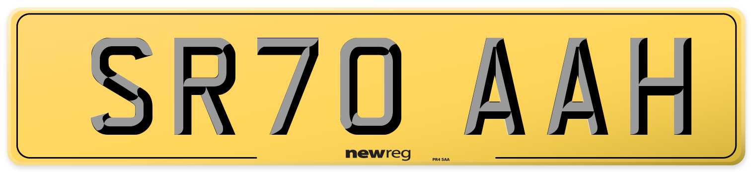 SR70 AAH Rear Number Plate