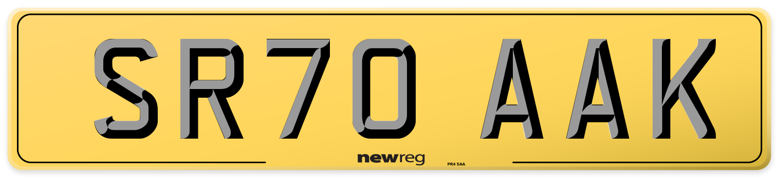 SR70 AAK Rear Number Plate