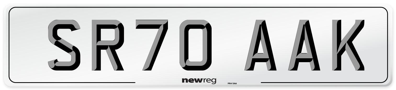 SR70 AAK Front Number Plate